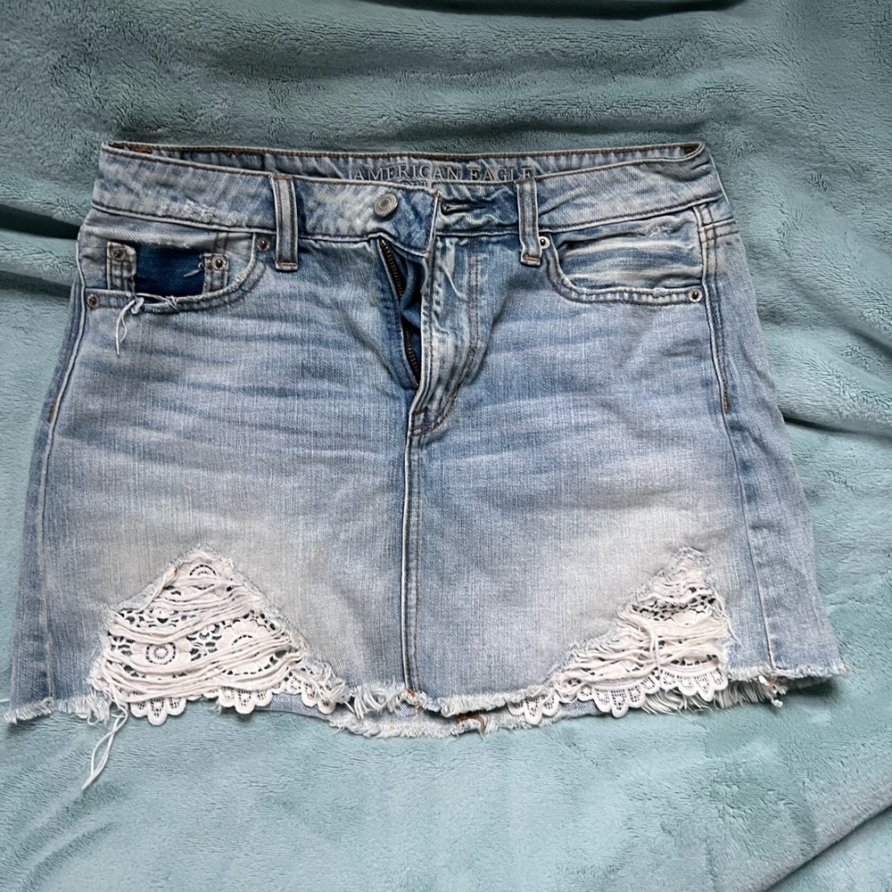 American Eagle denim mini skirt with lace